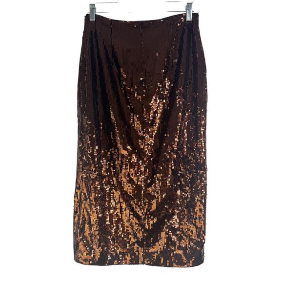 Camila Coelho Ava Crop Top Audrey Skirt Matching Set Sequin Chocolate Brown Sm S - Picture 9 of 12